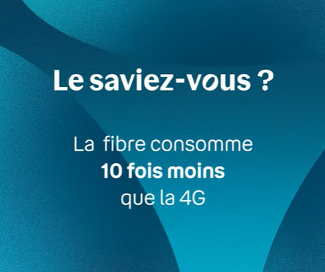 Capture d'écran indiquant que la fibre consomme 10 fois moins que la 4G