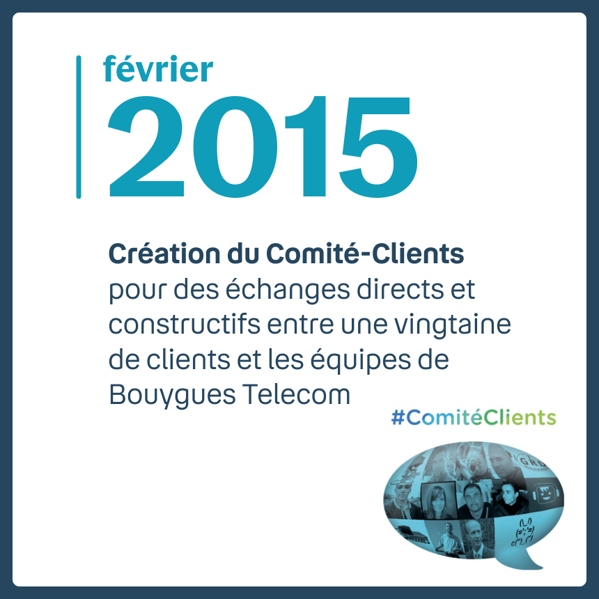 image indiquant la création du comité clients en février 2015