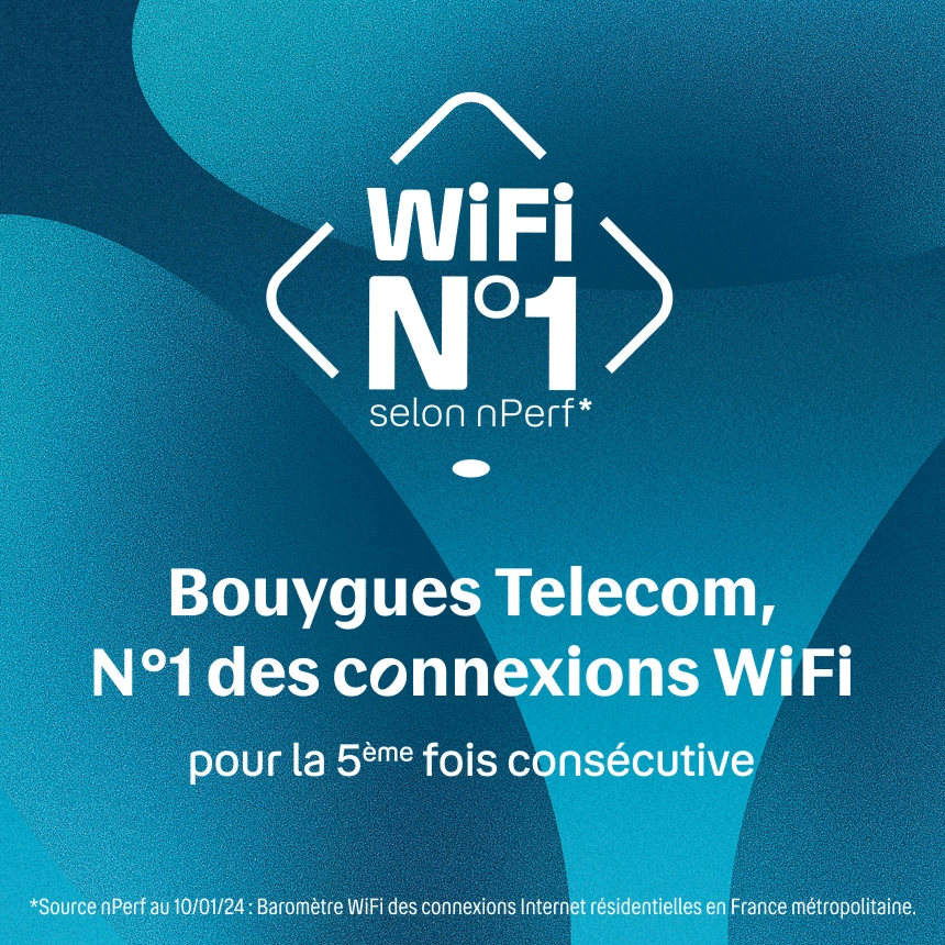 GIF indiquant Bouygues Telecom numéro 1 pour la connexion Wi-Fi.