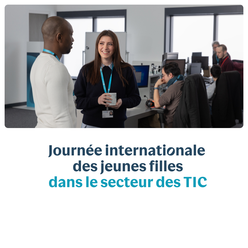 visuel indiquant la journée internationale des jeunes filles dans le secteur des TIC