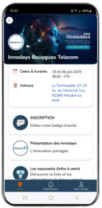 Capture écran de l'application servant à s'inscrire aux Innodays 2025