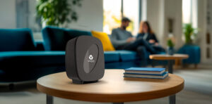 Bbox WiFi 7 placée sur une table basse grâce à l'IA